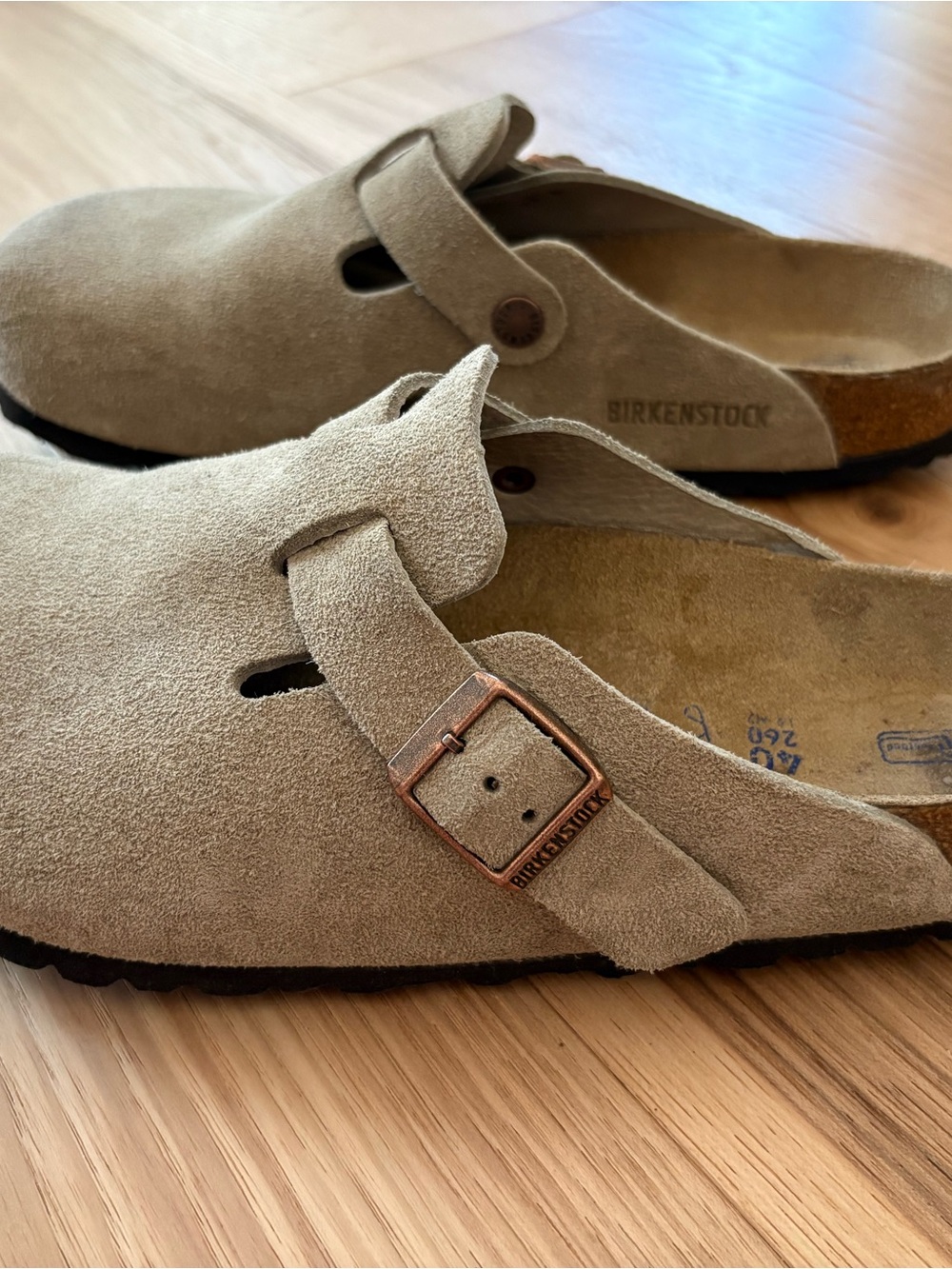 Birkenstock Suede Clog Loafers in Taupe